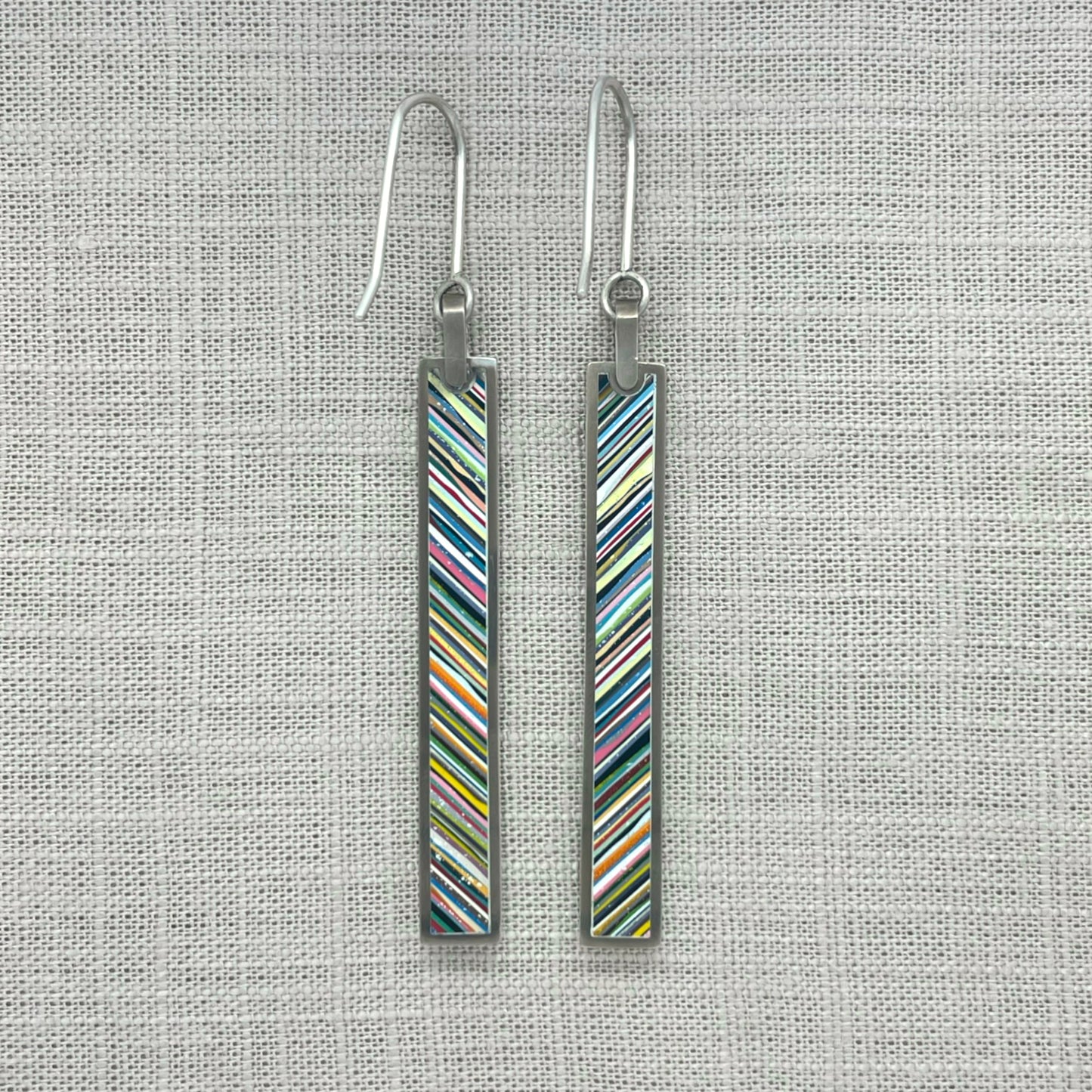 Layered Resin Long Rectangle Earring