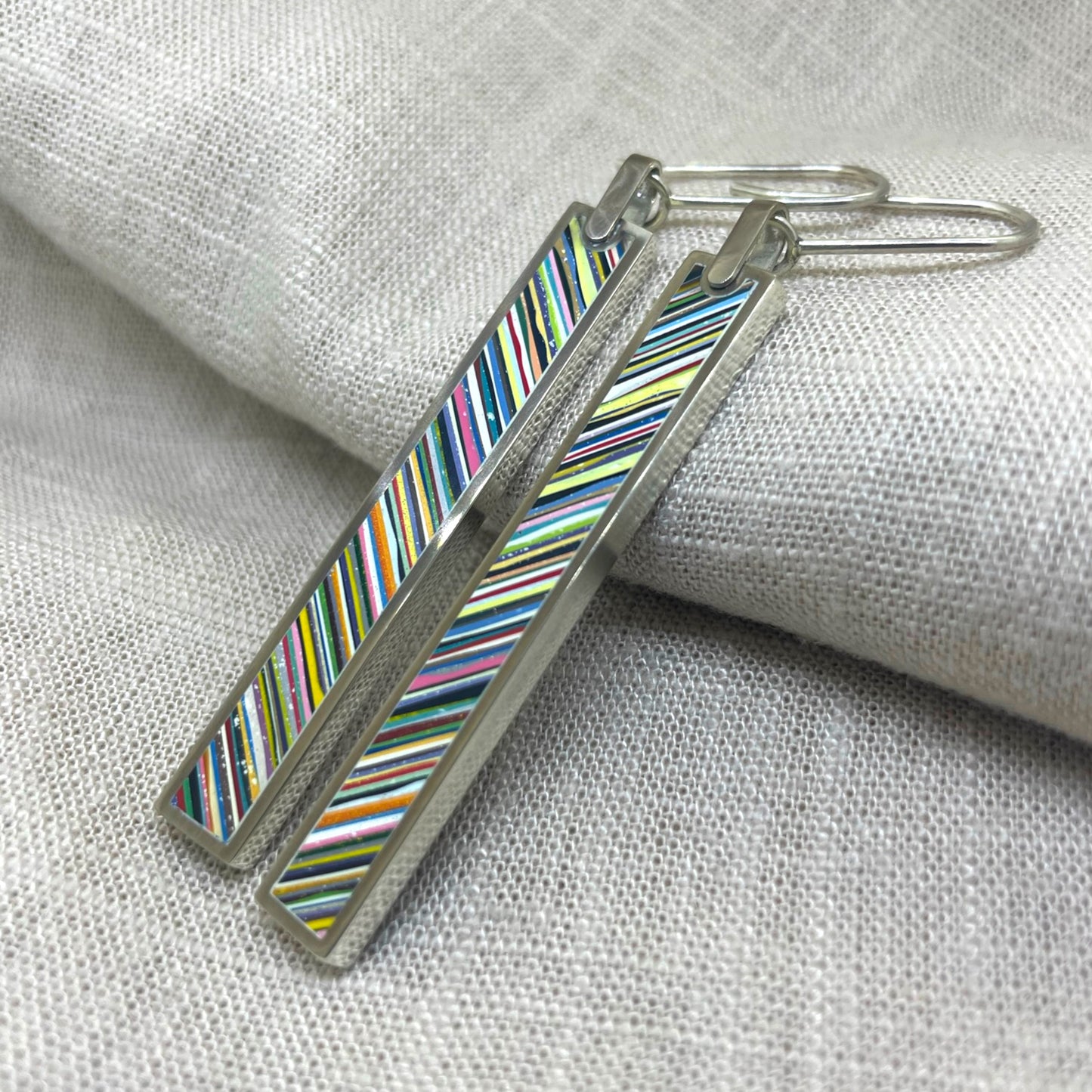 Layered Resin Long Rectangle Earring