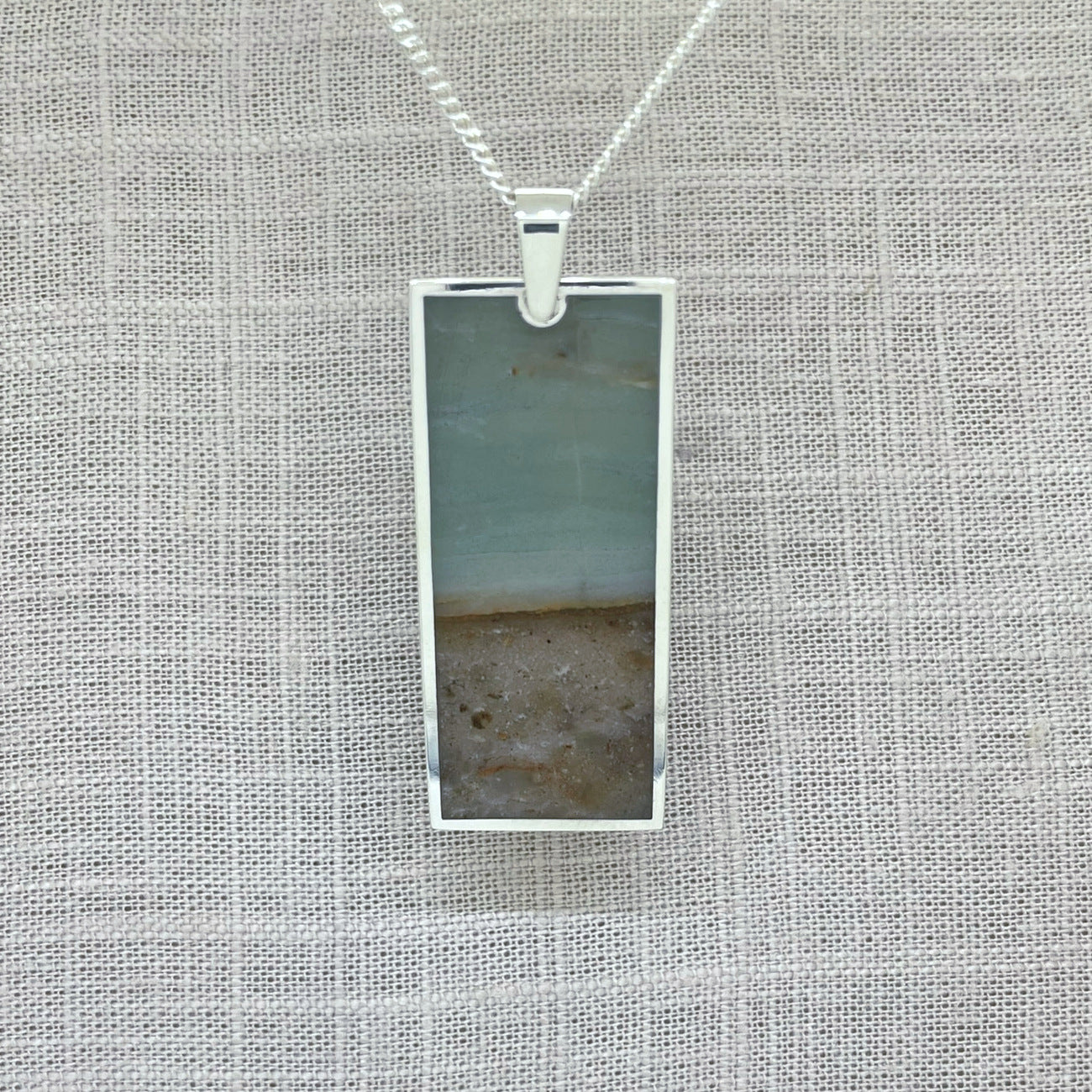 BC Ocean Picture Stone Rectangle Pendant