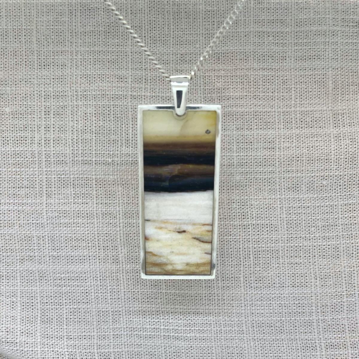 Opalised Wood Rectangle Pendant