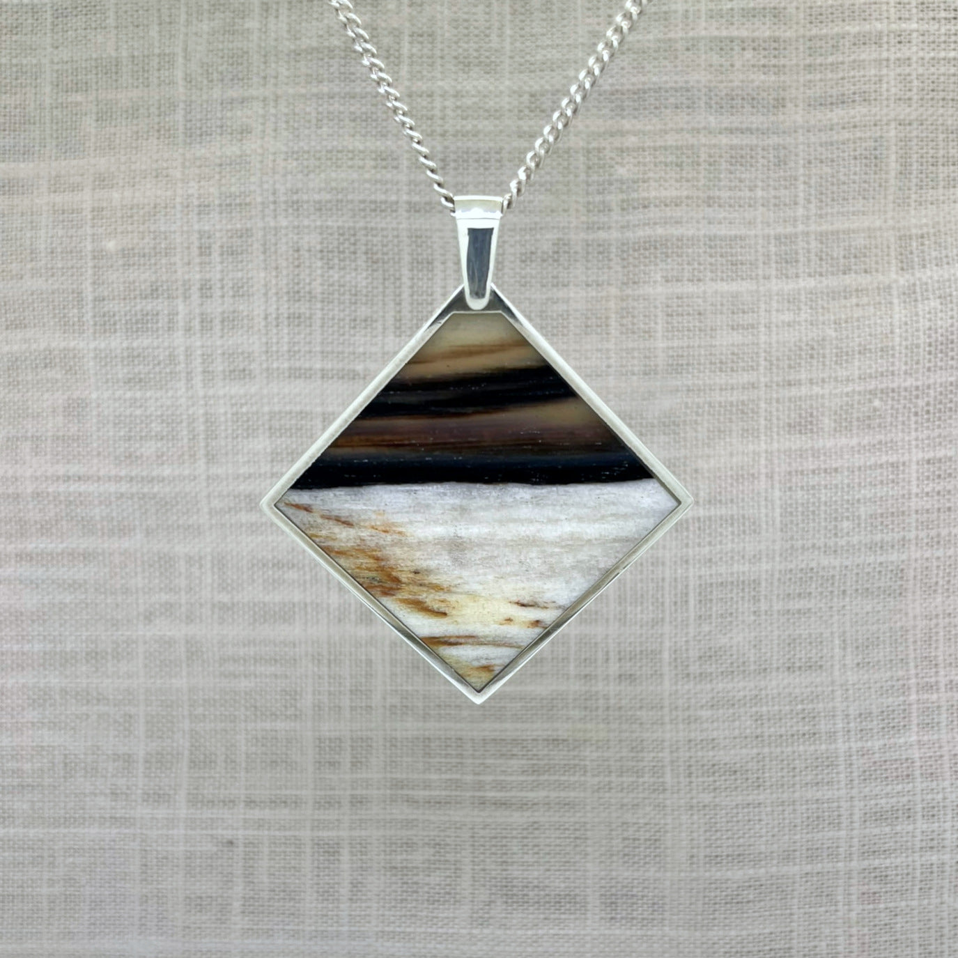Opalised Wood Square Pendant