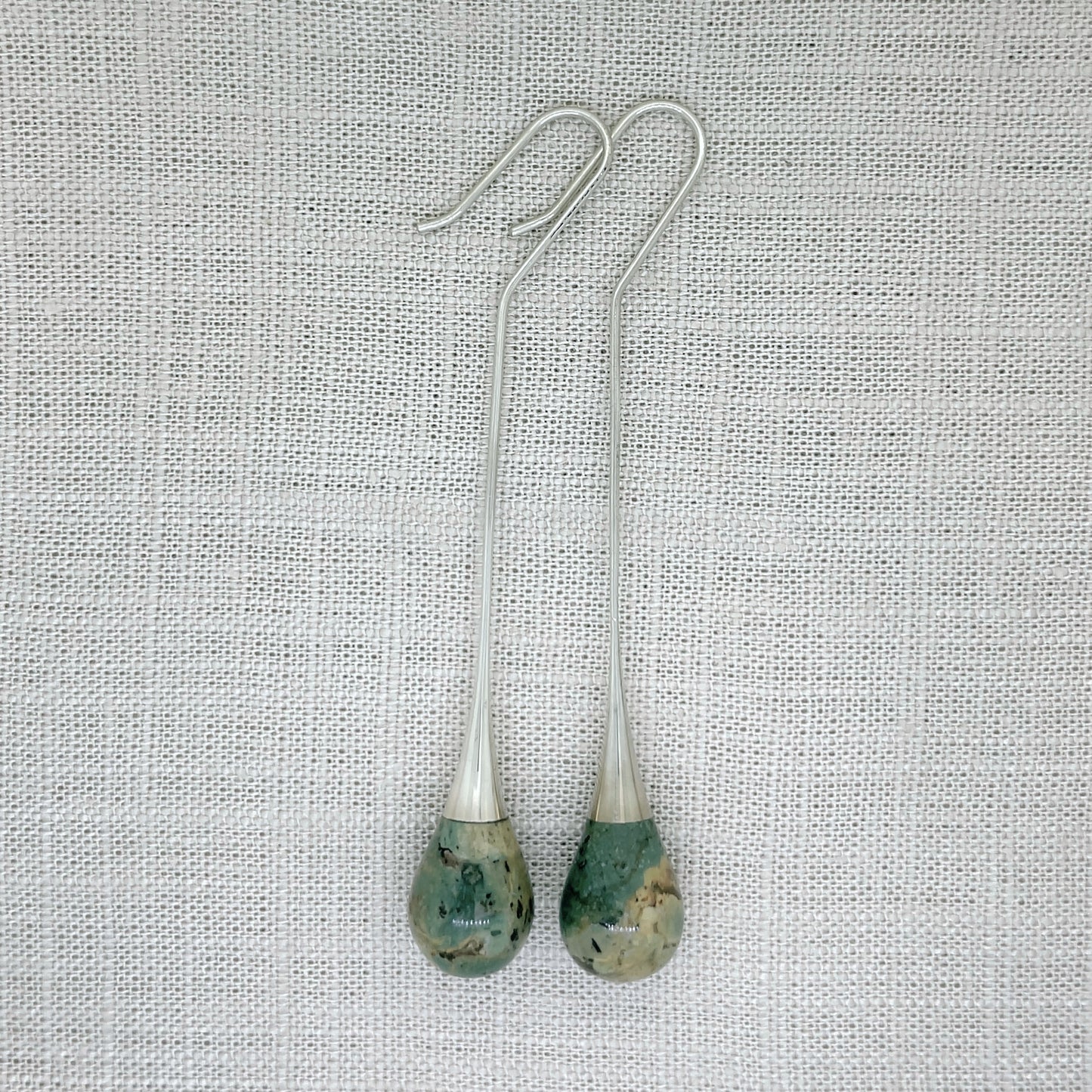 Stonedrop Earrings - Spotted Green Jasper