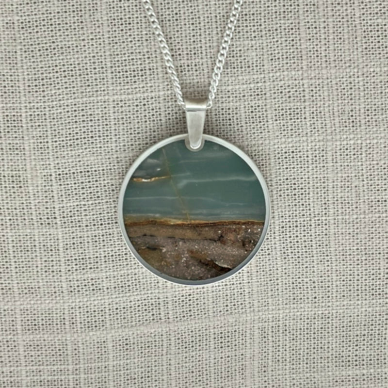 BC Ocean Picture Stone Circle Pendant