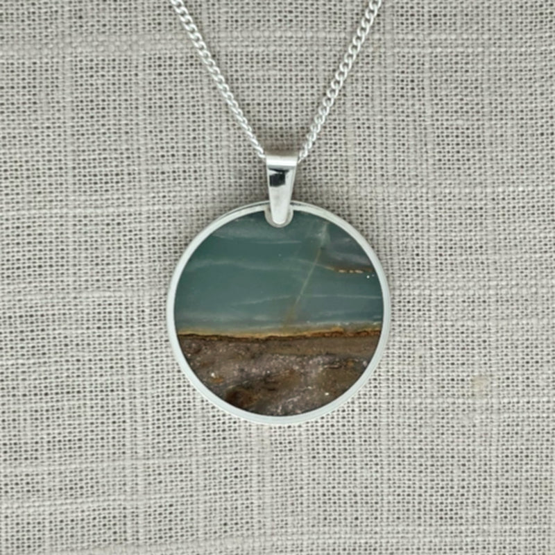 BC Ocean Picture Stone Circle Pendant