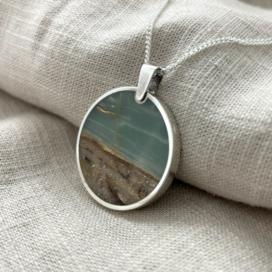 BC Ocean Picture Stone Circle Pendant