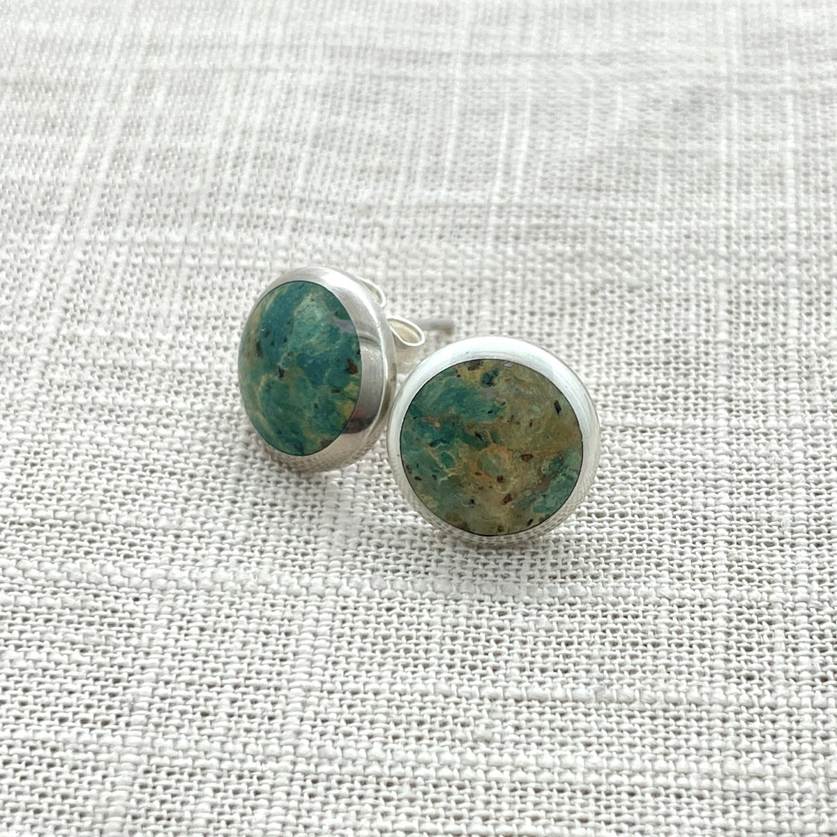 Spotted Green Jasper Dot Earrings