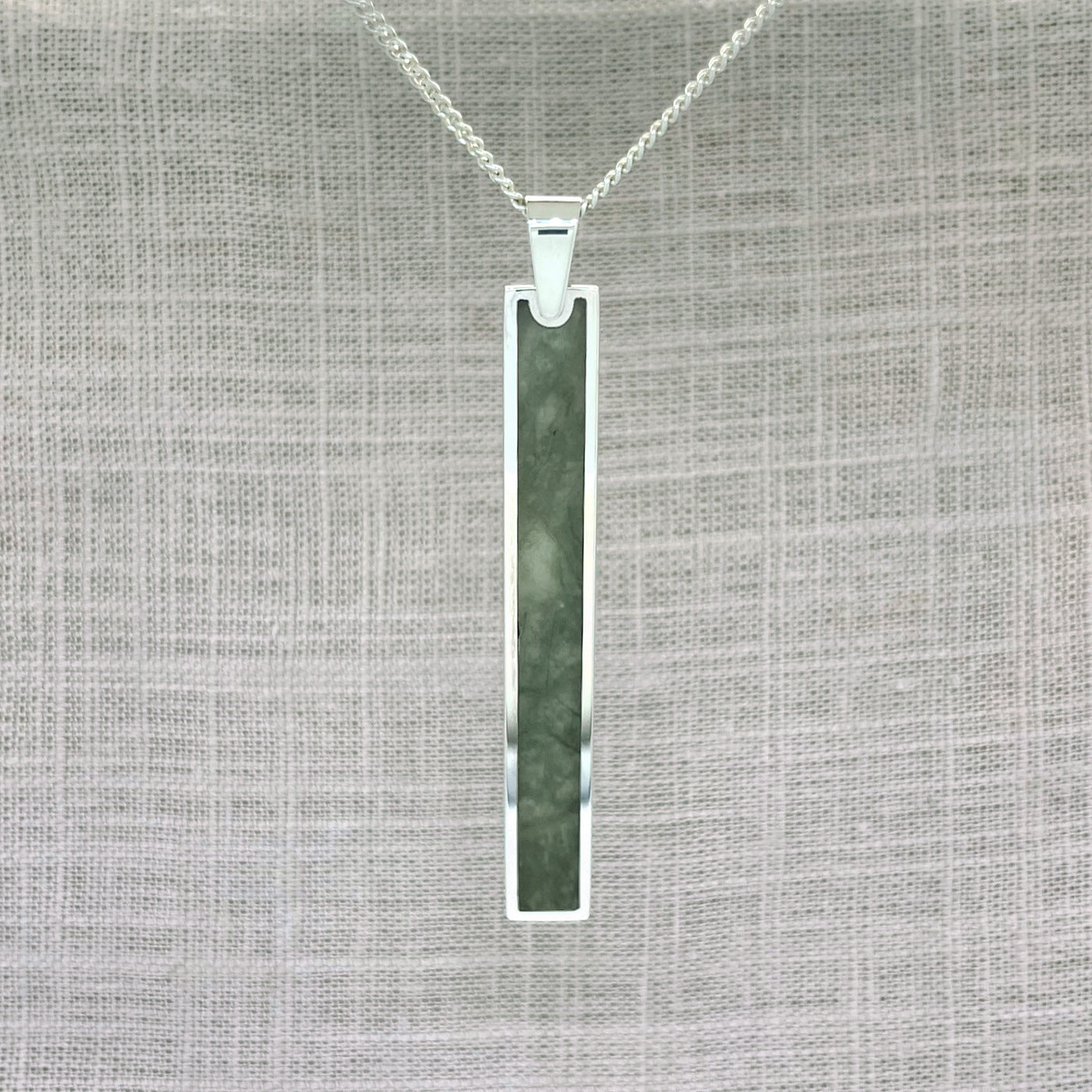 Green Australian Jade Long Rectangle Pendant